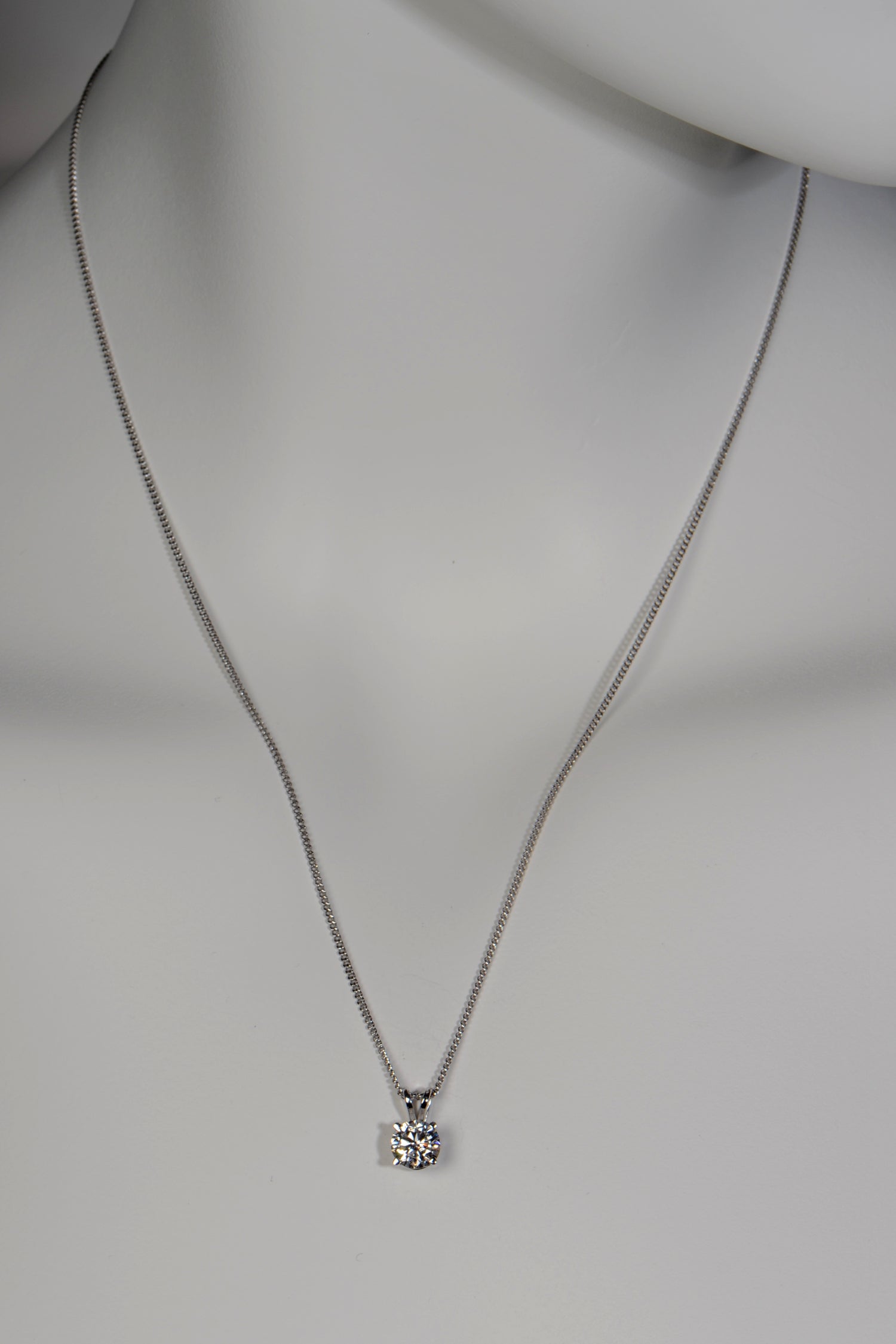 lab grown one carat white gold necklace