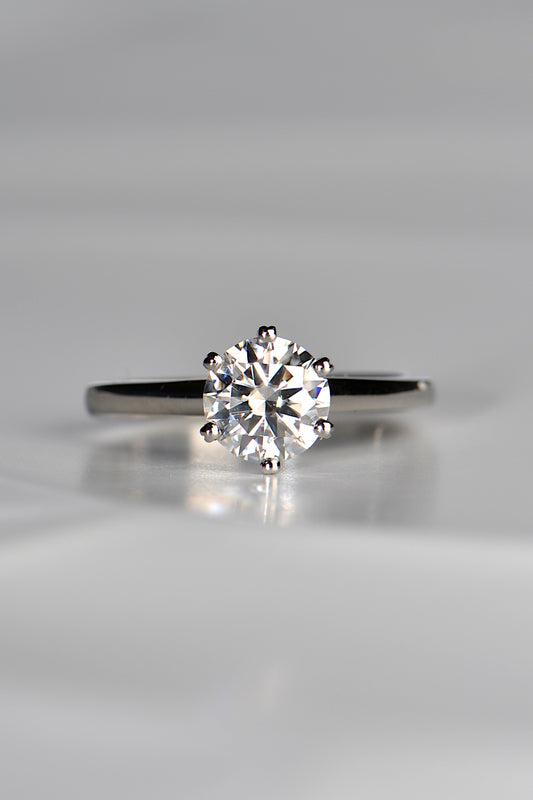 One carat brilliant cut solitaire engagement ring