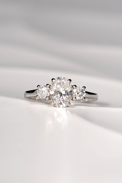 Moissanite Platinum Trilogy Engagement Ring