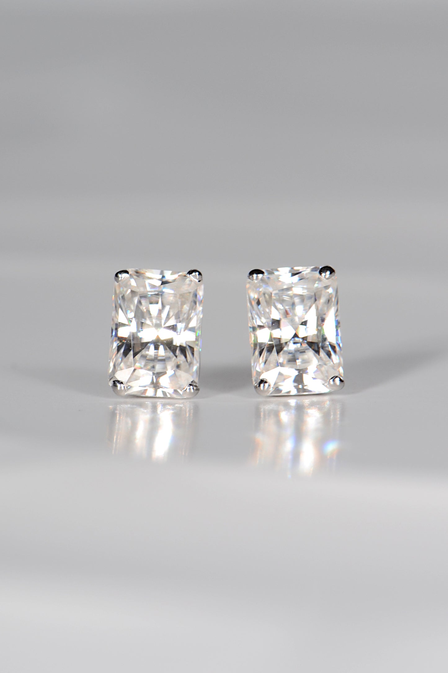 Radiant cut moissanite white gold  earrings