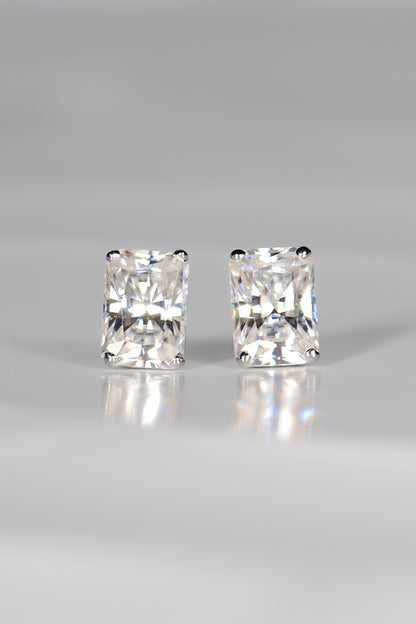 Radiant cut moissanite white gold  earrings
