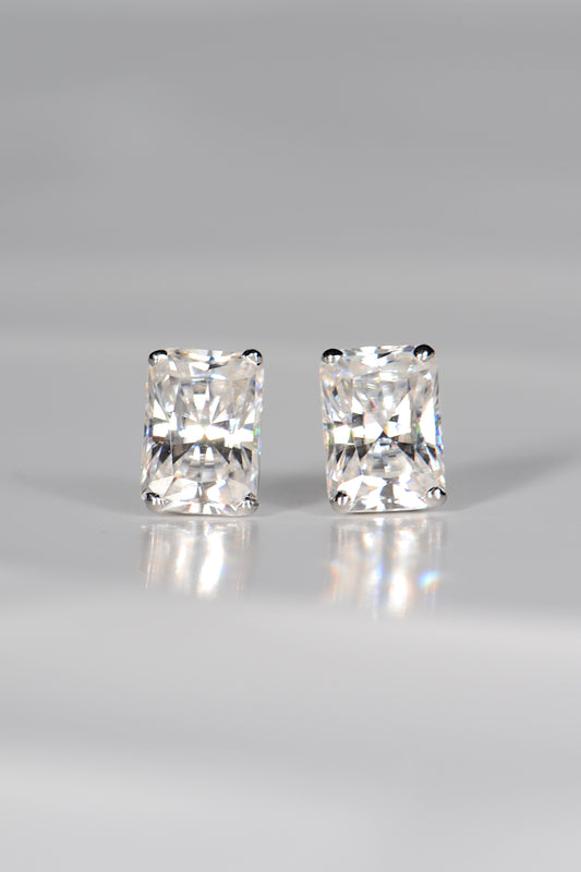 Radiant cut moissanite white gold  earrings
