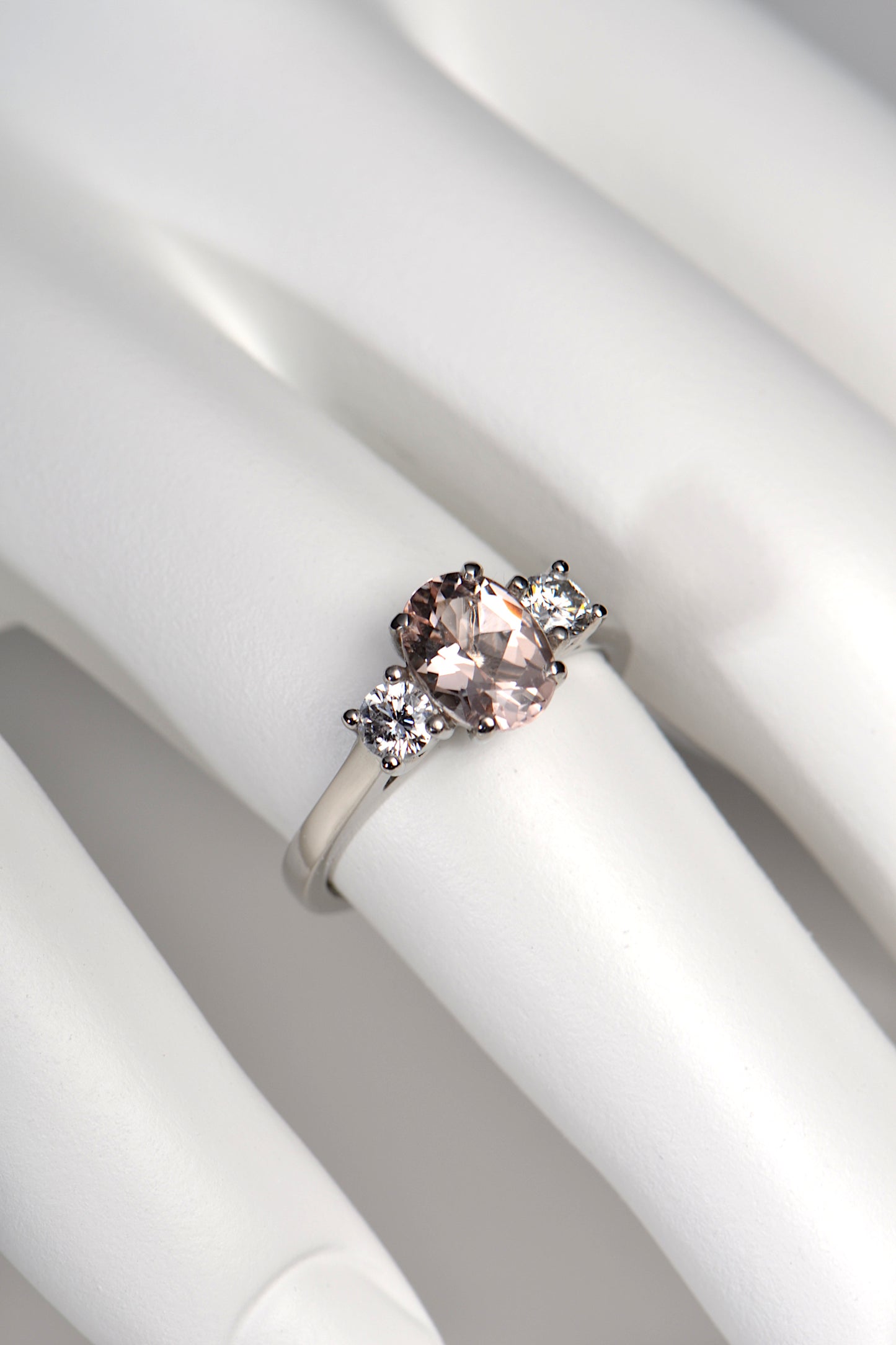 Oval morganite and diamond ring