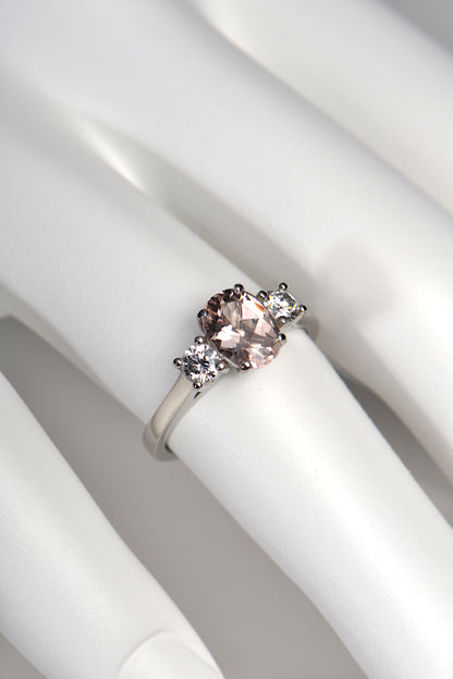 Oval morganite and diamond ring - Engagement Ring Christine Sadler