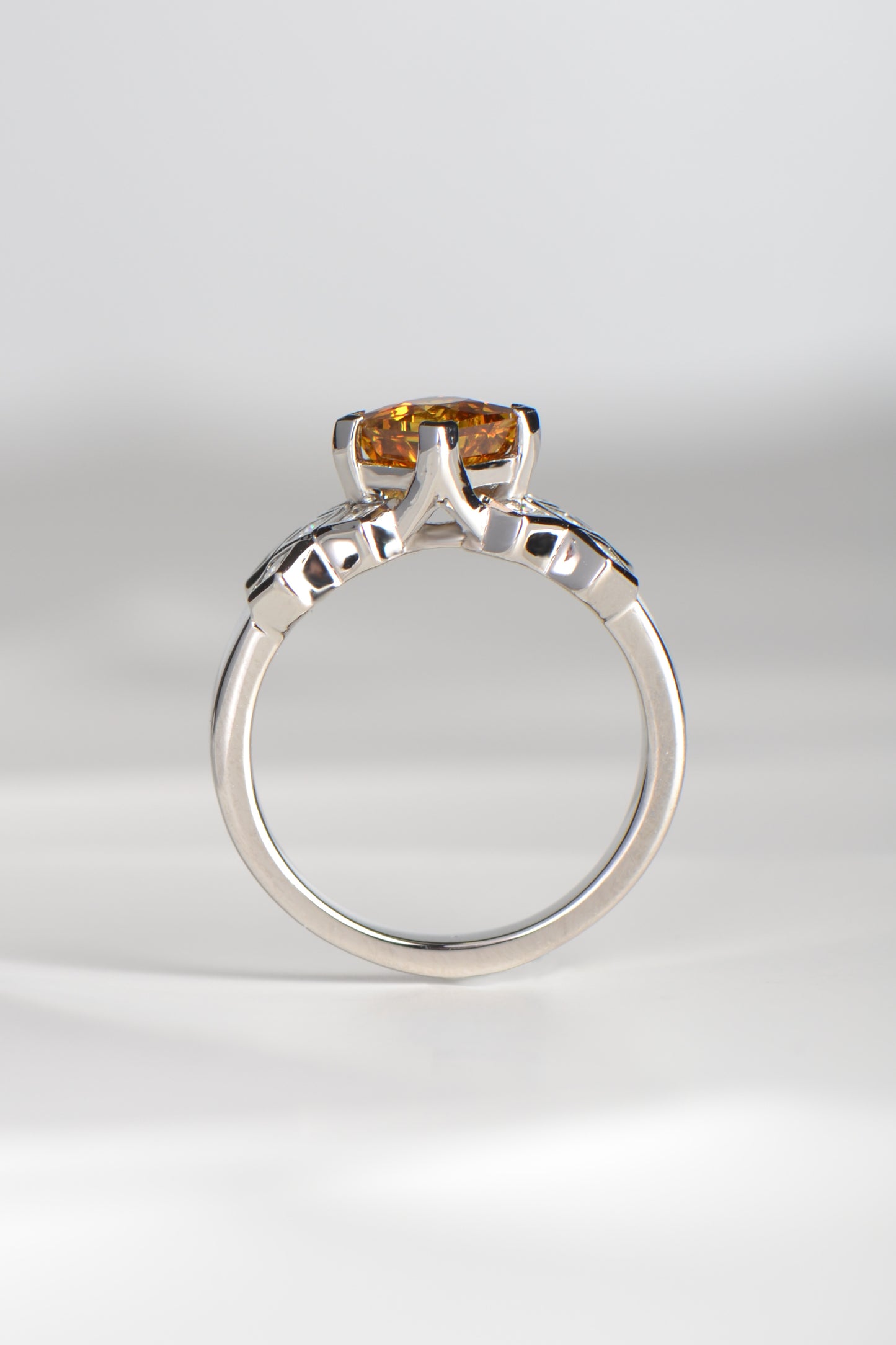 Orange sapphire and diamond Tartan ring
