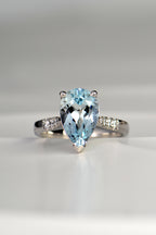 Aquamarine pear cut diamond platinum ring - Engagement Ring Christine Sadler