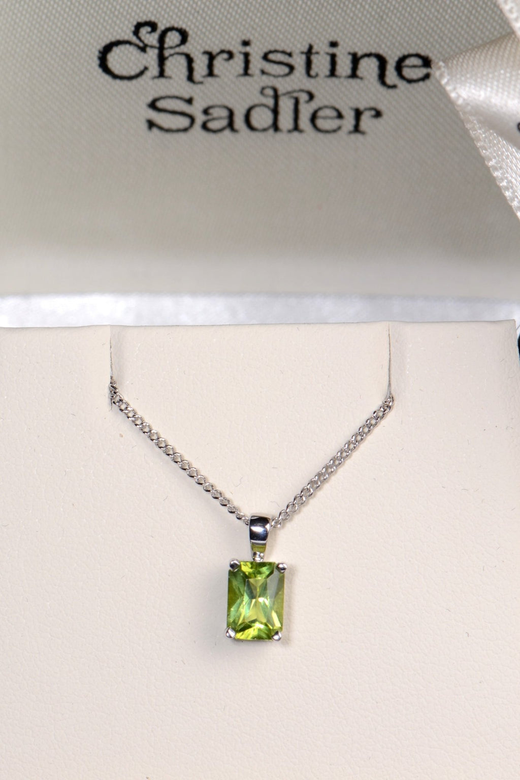 Radiant cut white gold peridot necklace - Necklaces Christine Sadler