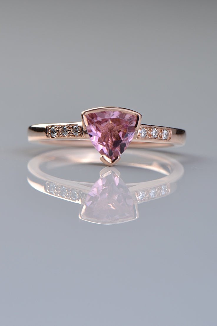 Pink tourmaline and diamond Sailing Stones ring. - Modern rings - Christine Sadler
