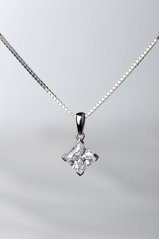 Silver Princess Cut Necklace