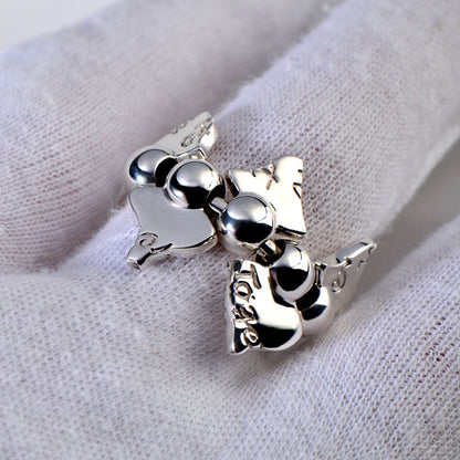 silver designer ring with moving parts and secret engraving