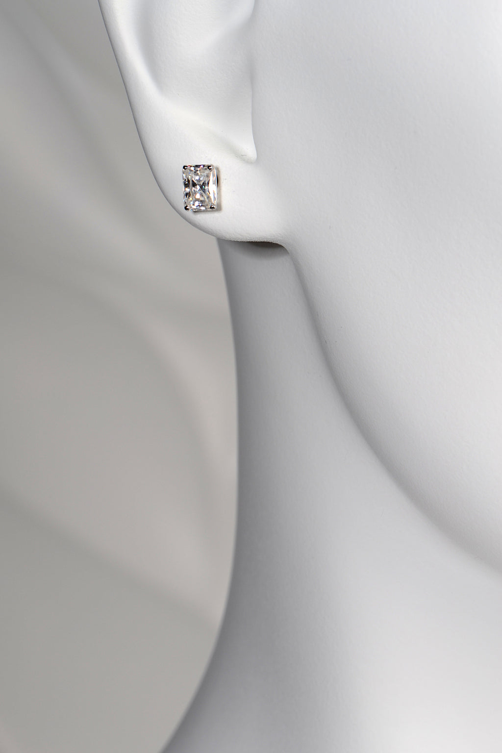Radiant cut moissanite white gold earrings - Christine Sadler