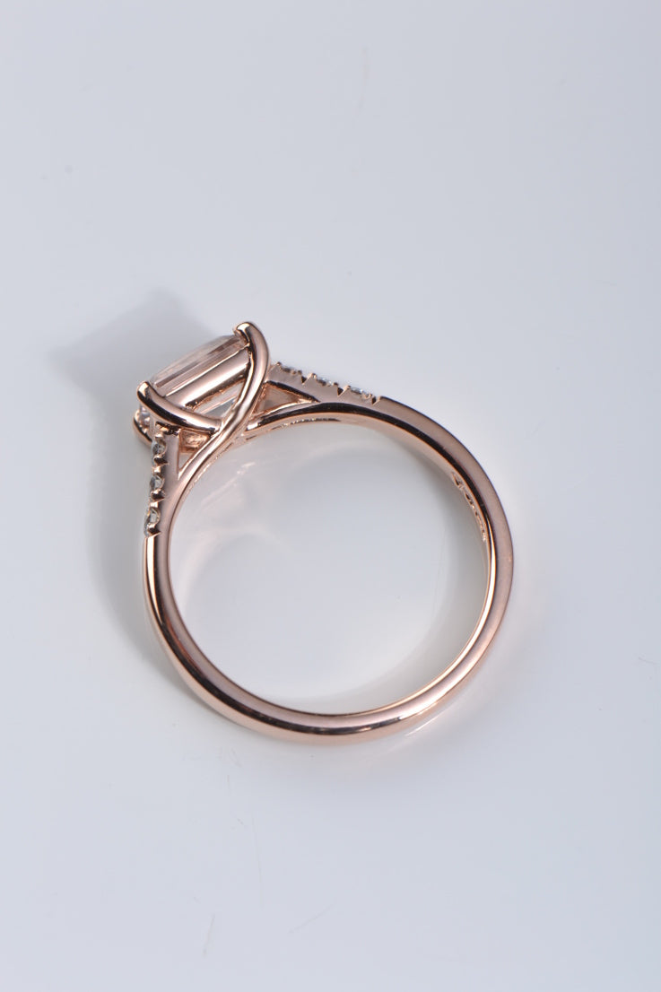 Morganite and diamond 9ct rose gold ring