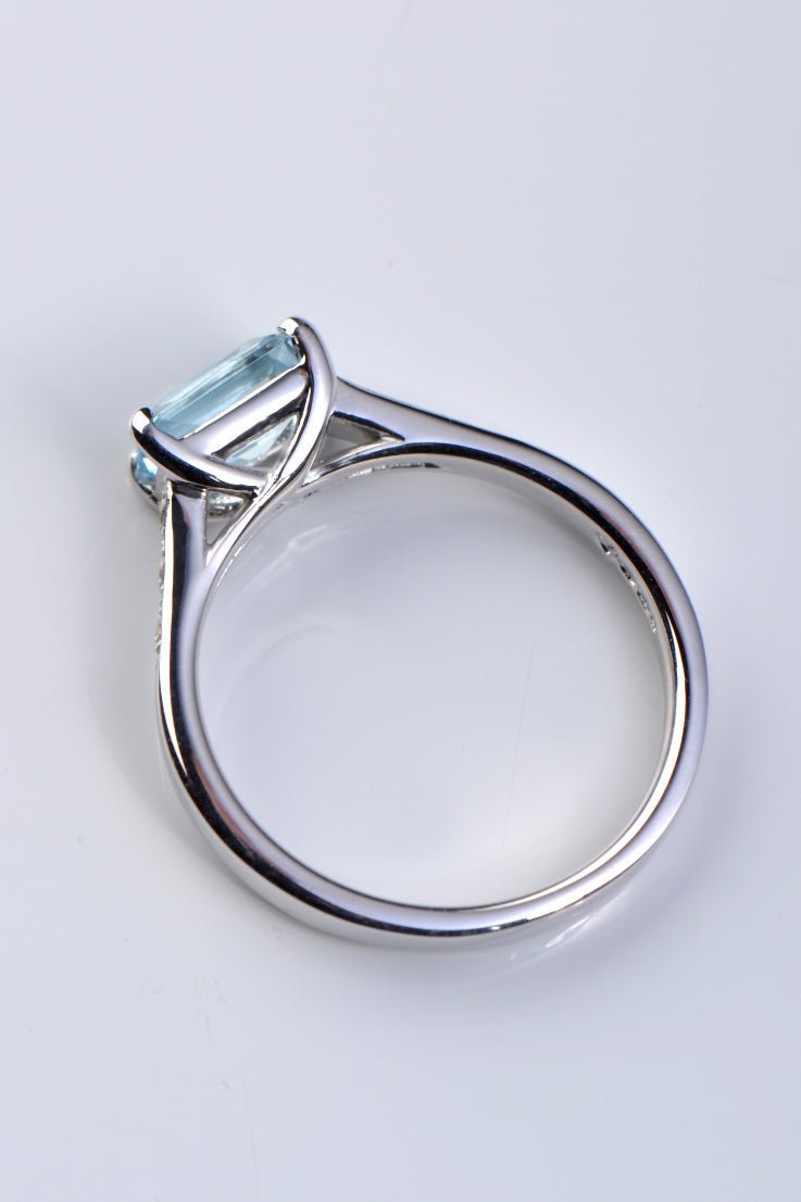 Aquamarine and diamond 9ct white gold ring - Engagement RingChristine Sadler