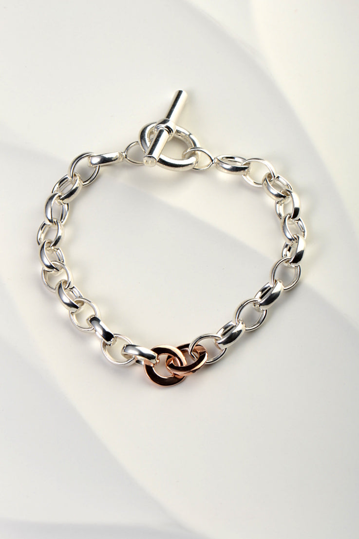 Affinity silver and gold T bar bracelet
