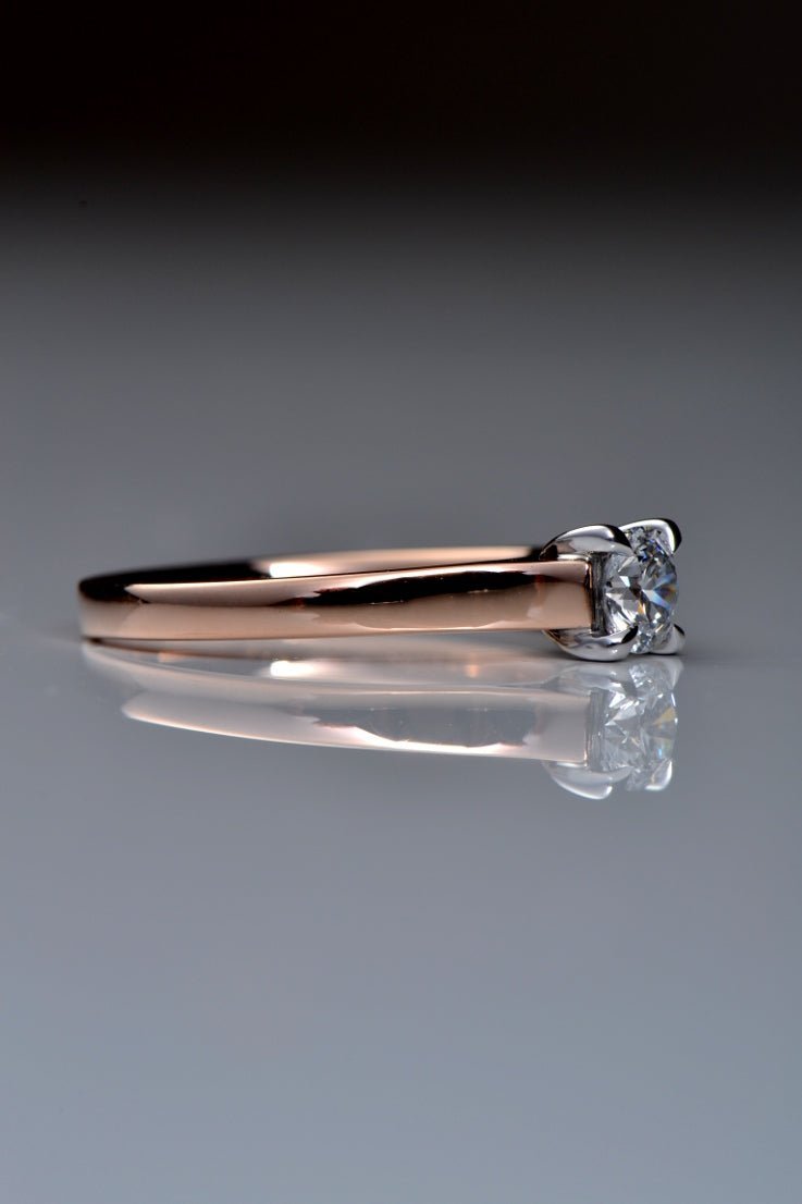 affordable rose gold moissanite engagement ring that is high quality