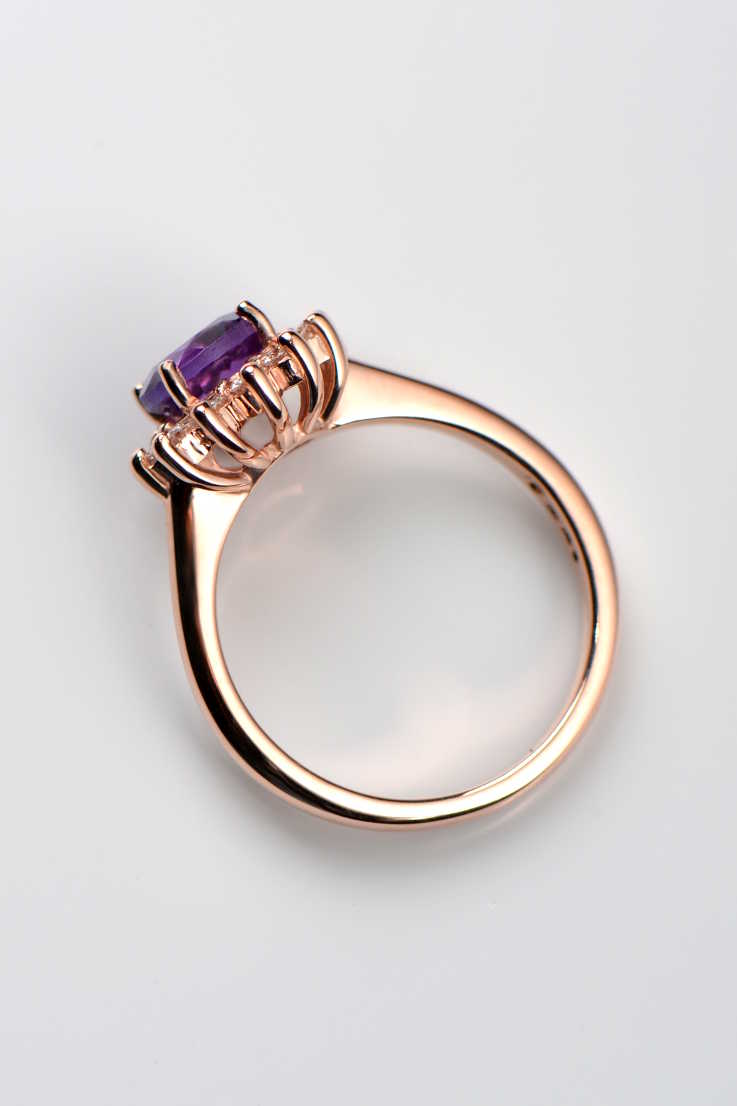 Amethyst and diamond flower ring - Unforgettable Jewellery