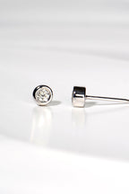side view of 9ct white gold round lab diamond stud earrings - Christine Sadler