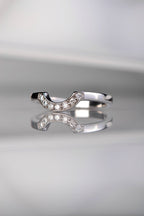 Shaped wedding ring with diamonds in 18ct white gold to fit halo ring - Wedding Ring Christine Sadler