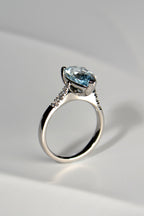 Aquamarine pear cut diamond platinum ring - Engagement Ring Christine Sadler