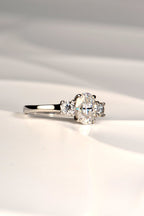 three stone moissanite engagement ring from jewellery designer Christine Sadler who is based in Ayr Scotland