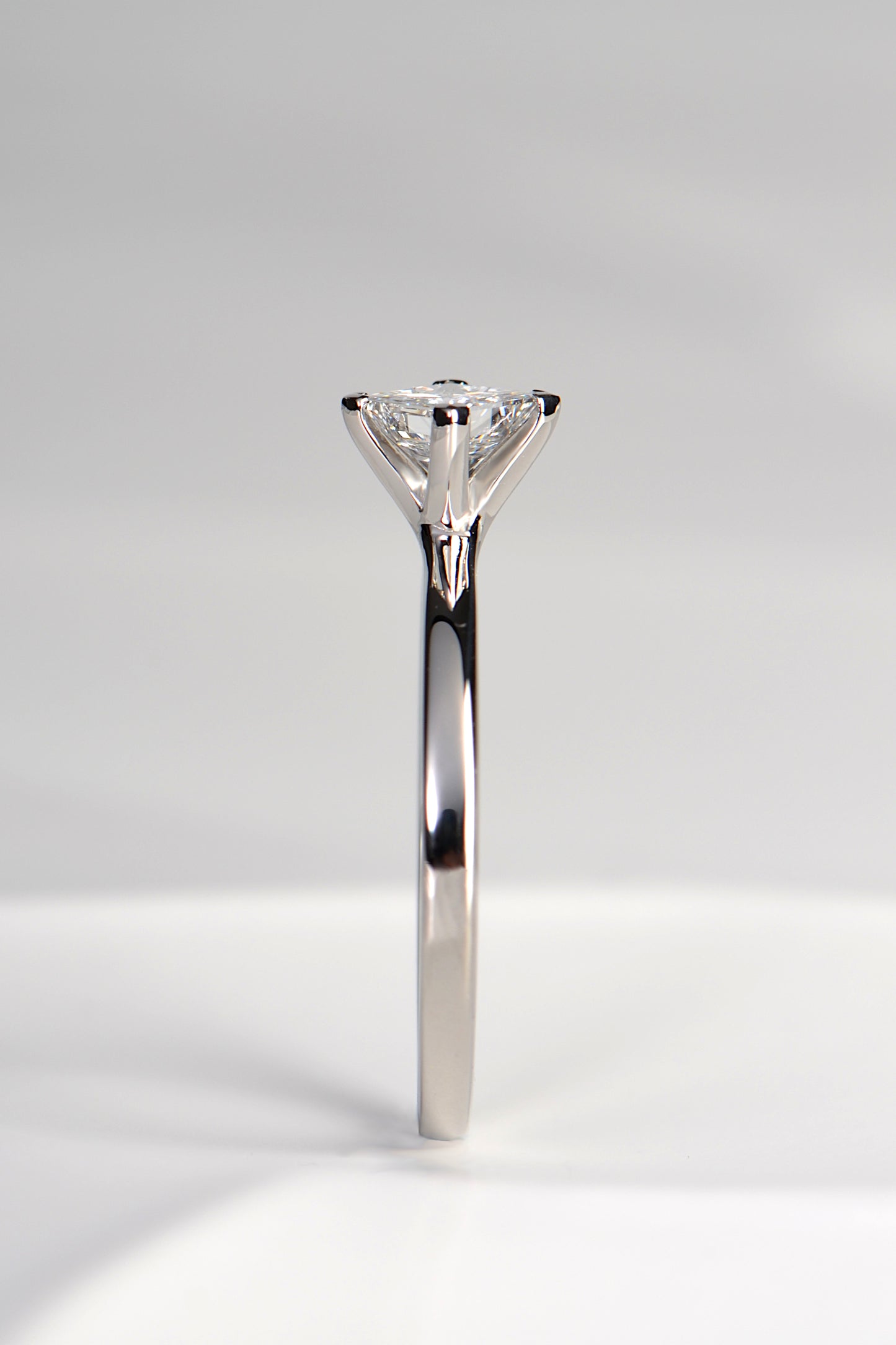 Platinum princess cut solitaire diamond engagement ring