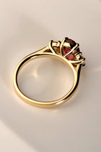bright pink gemstone ring in yellow gold by designer Christine Sadler