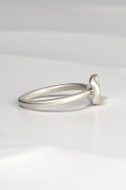 modern delicate brushed silver designer ring with a diamond exclusively available from Christine Sadler