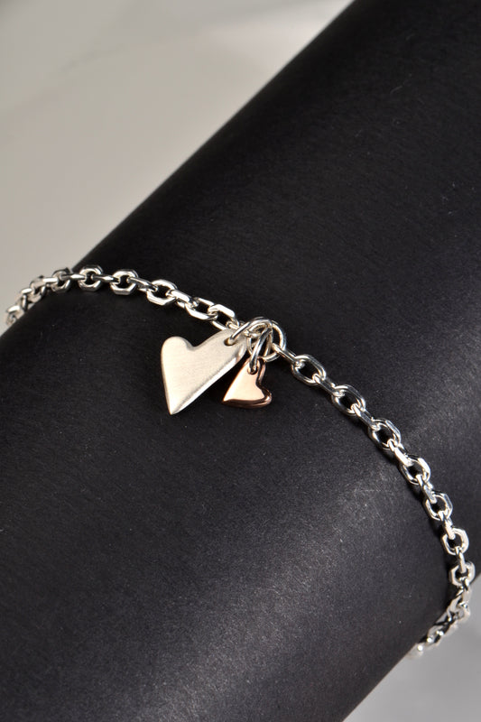 From the heart silver and rose gold bracelet