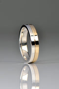 Contemporary Silver & Yellow Gold Wedding Ring - Wedding RingChristine Sadler Unforgettable Jewellery
