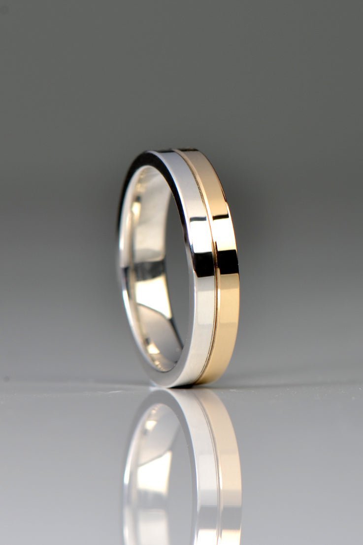 Contemporary Silver & Yellow Gold Wedding Ring - Wedding RingChristine Sadler Unforgettable Jewellery