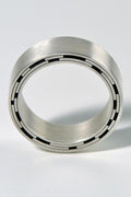 modern silver ring for a man inspired by star trails by British jewellery designer Christine Sadler