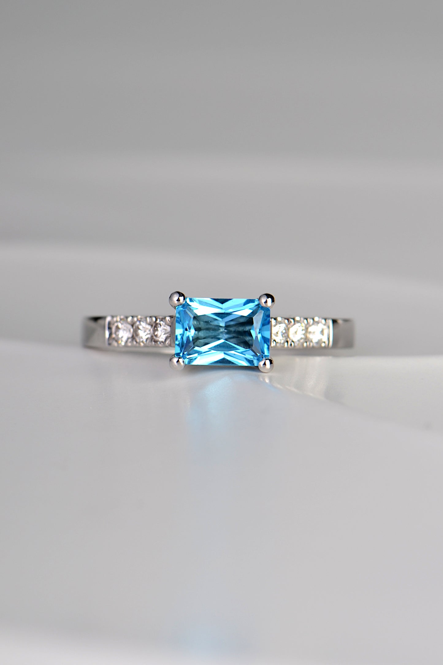 Swiss blue topaz and diamond ring