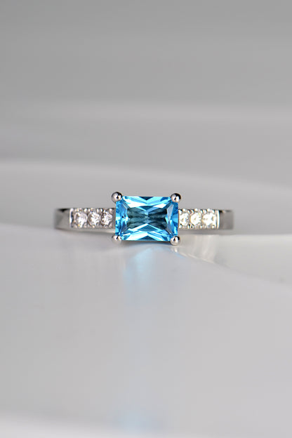 Swiss blue topaz and diamond ring