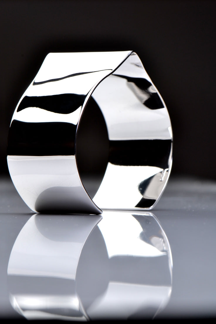 Tagliatelle wide silver cuff