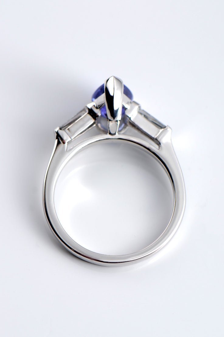 Pear Shaped Tanzanite & Diamond Engagement Ring - Engagement RingChristine Sadler Unforgettable Jewellery