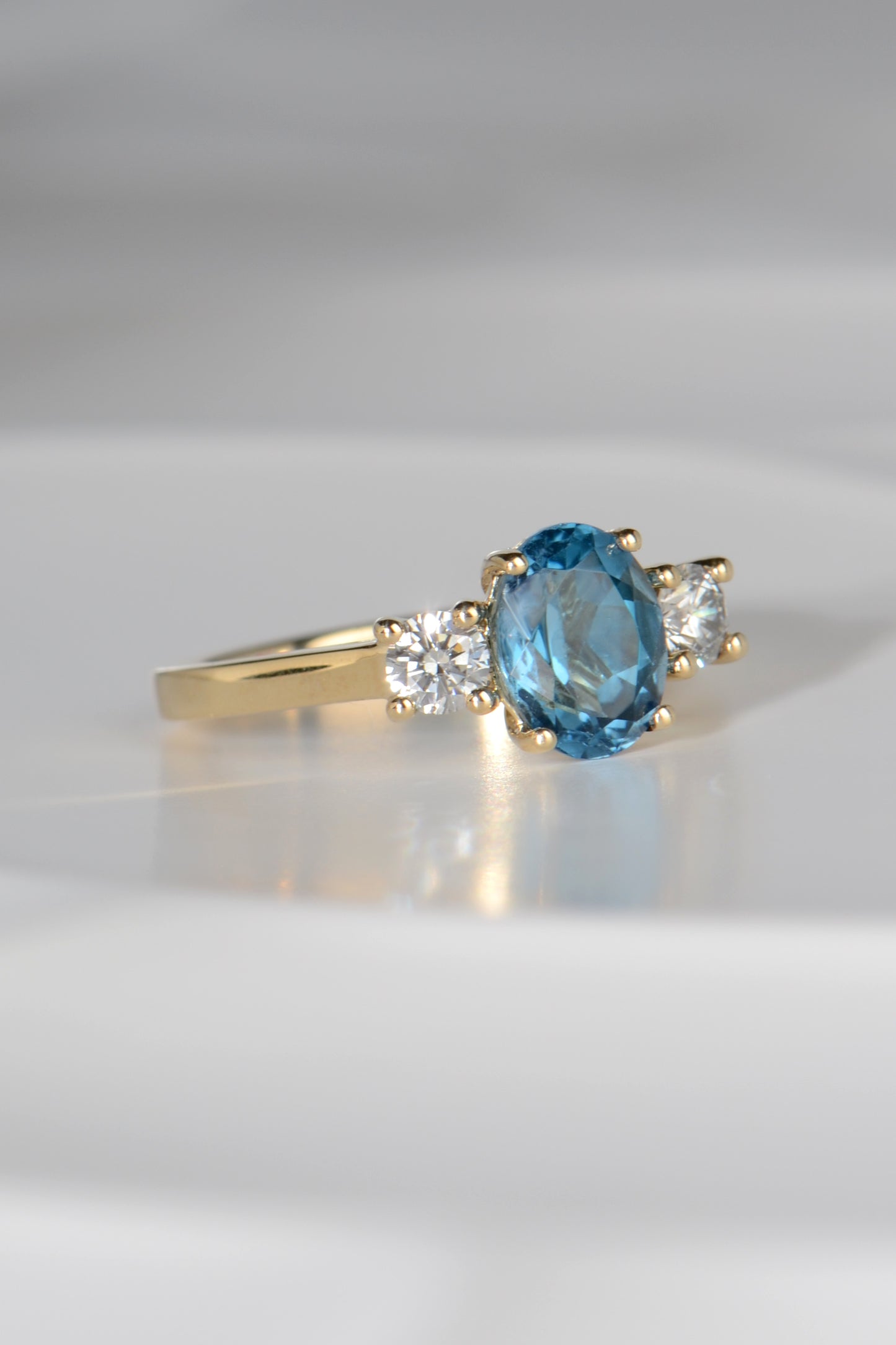 London blue topaz and diamond ring