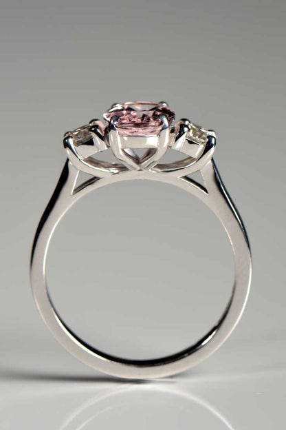 Oval morganite and diamond ring from British jewellery designer Christine Sadler