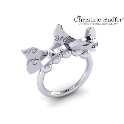 unique silver ring with moving parts and secret engraving
