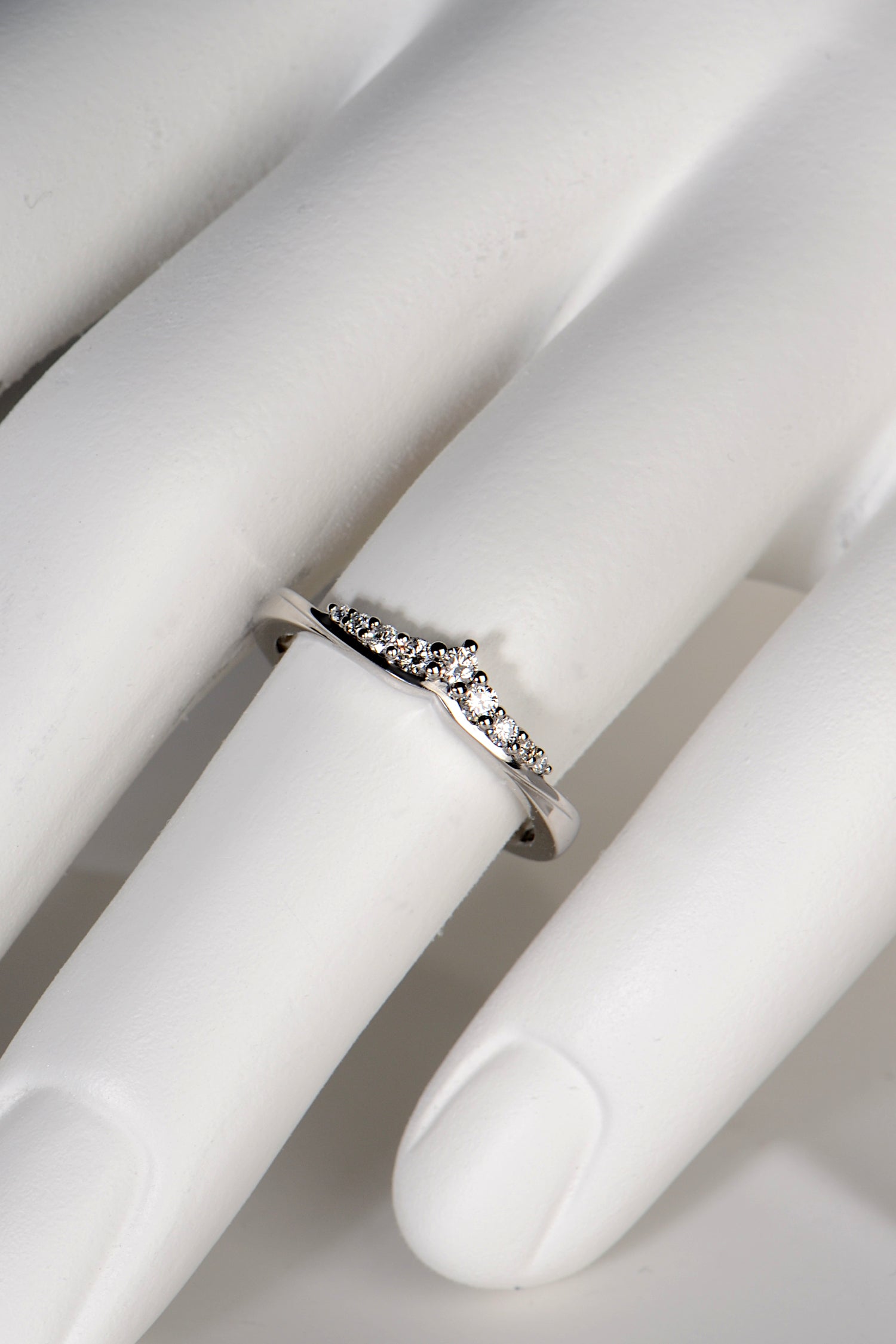modern platinum and diamond diamond set wedding ring for women handmade in the UK