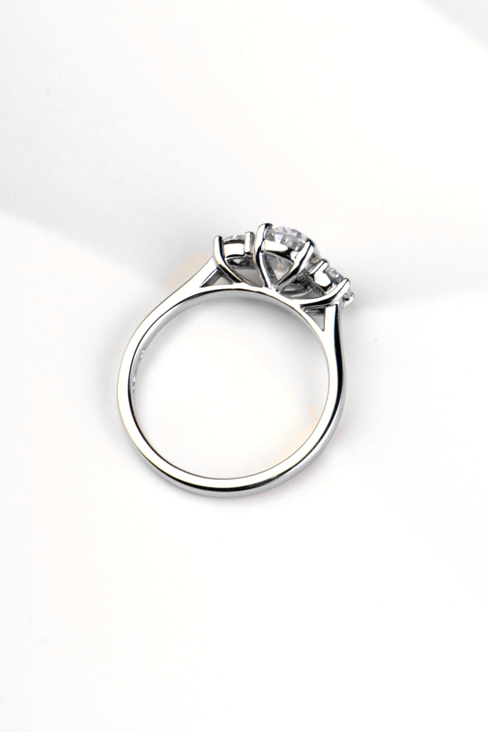 Moissanite Platinum Trilogy Engagement Ring