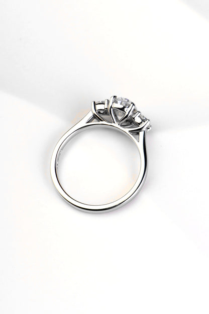 Moissanite Platinum Trilogy Engagement Ring