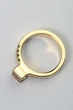 contemporary 18ct yellow gold gemstone ring set with a morganite and diamonds.