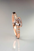 Sailing Stones Morganite trillion diamond rose gold ring by contemporary jeweller designer Christine Sadler