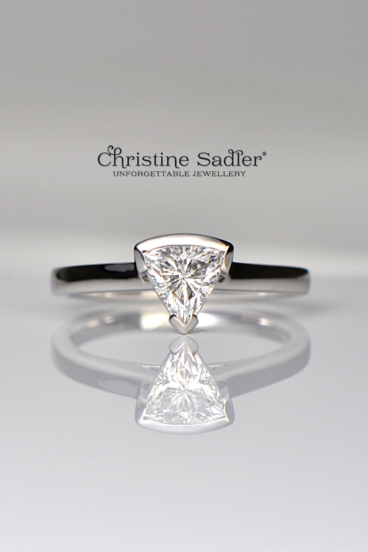 trillion cut designer ring inspired by sailing stones from jewellery designer Christine Sadler