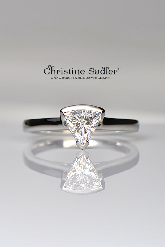 trillion cut designer ring inspired by sailing stones from jewellery designer Christine Sadler