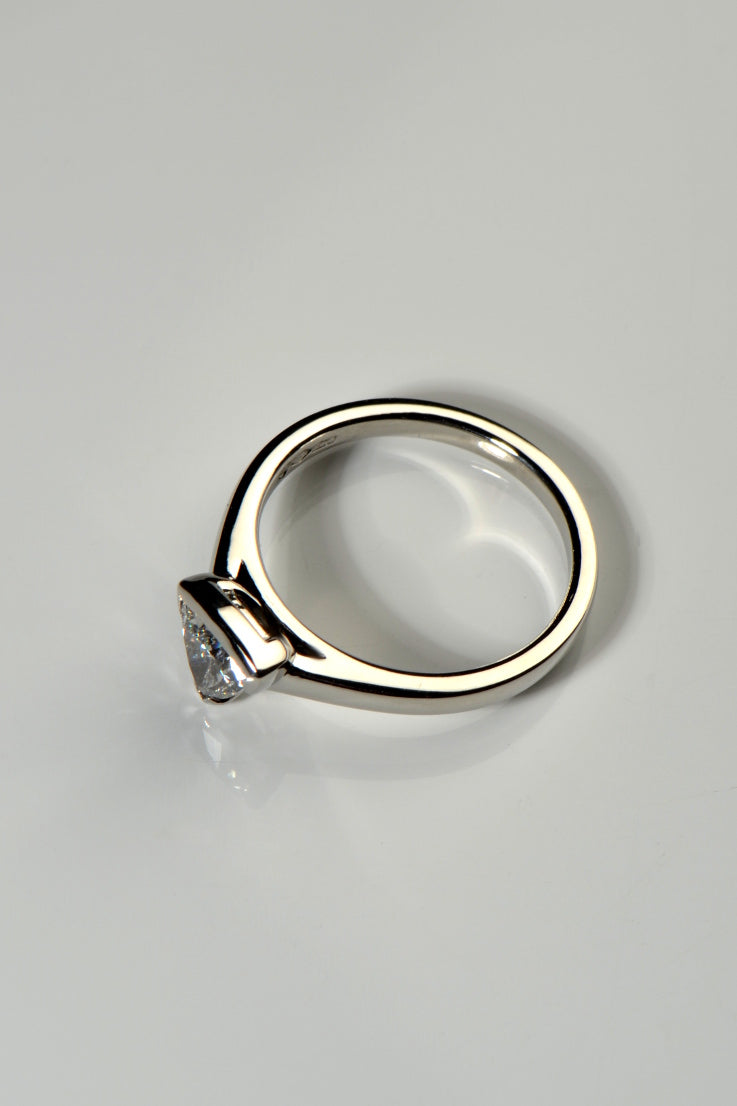 side view of the platinum sailing stones trillion cut ring by Christine Sadler