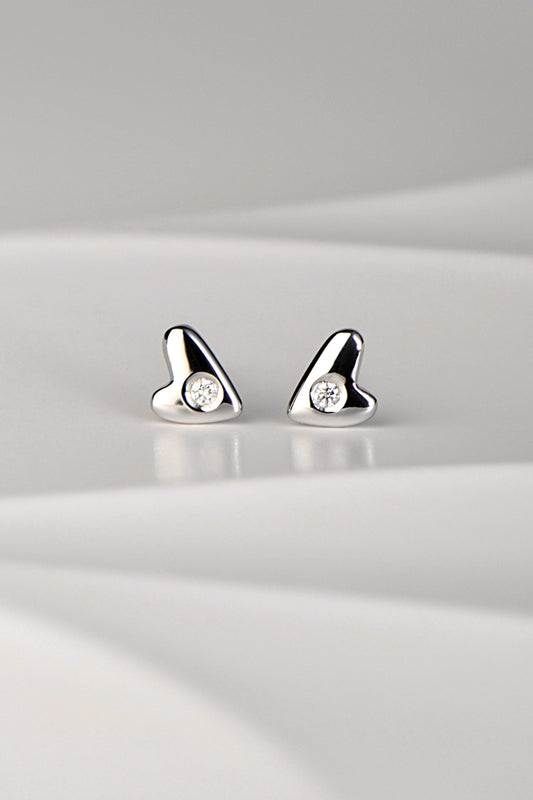 From the heart white gold diamond heart earrings