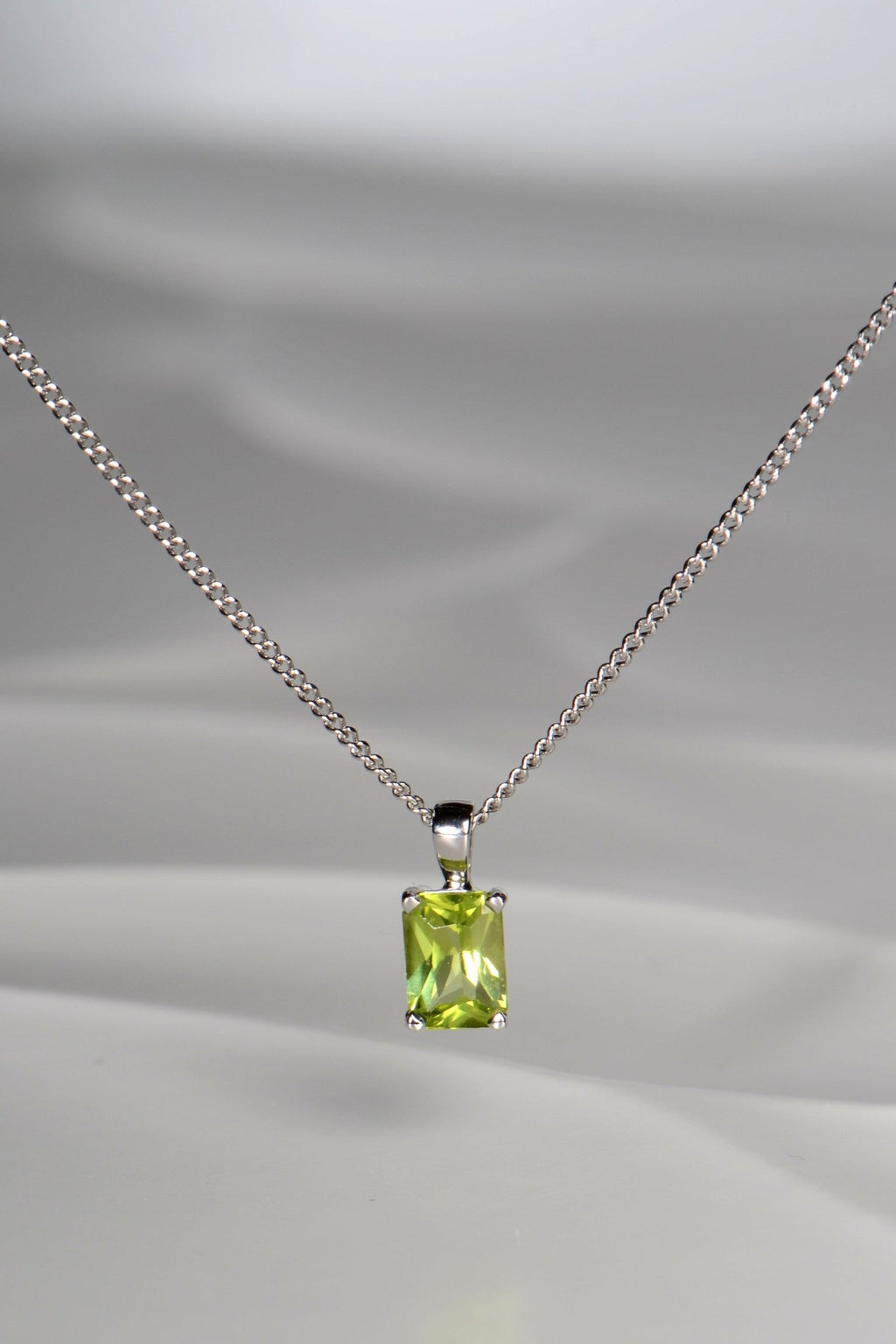 Radiant cut white gold peridot necklace - Necklaces Christine Sadler