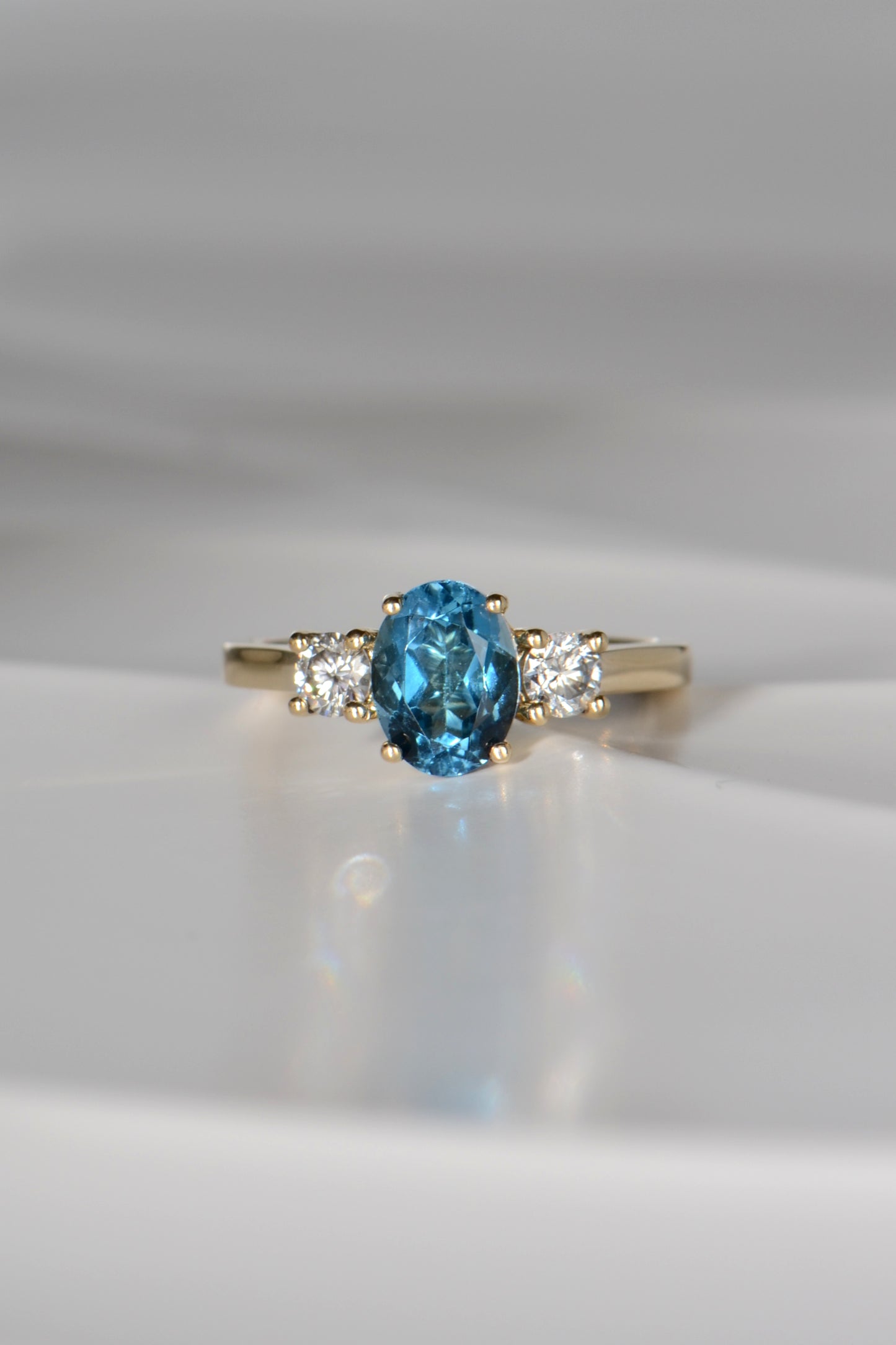 London blue topaz and diamond ring