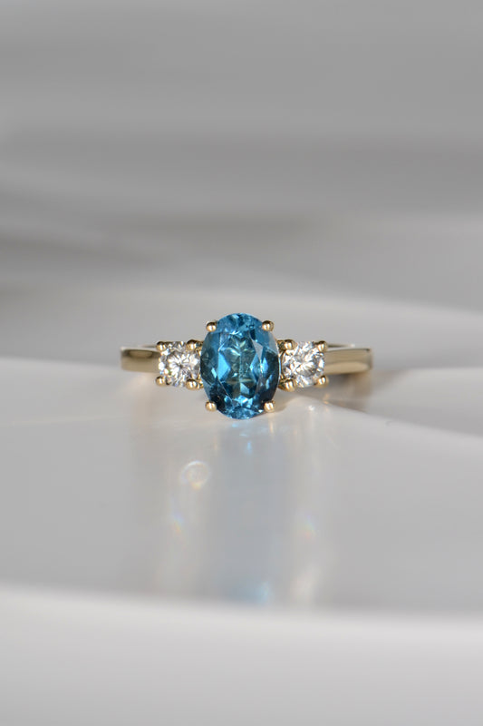 London blue topaz and diamond ring